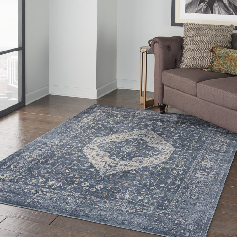 Alcott Hill® Dehn Distressed Oriental Navy Blue Area Rug & Reviews